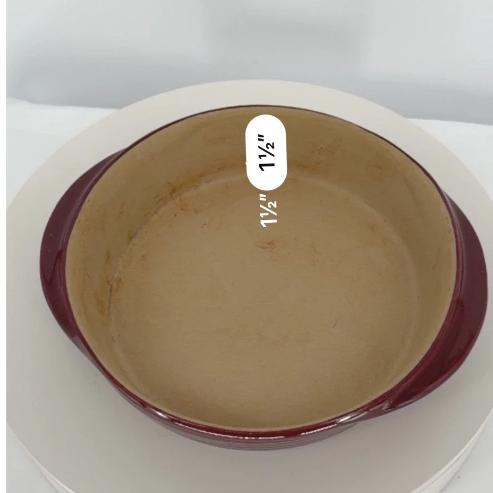Pampered Chef Family Heritage Stoneware Burgundy Baking Dish 7